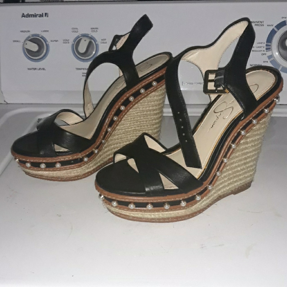 Jessica Simpson Black with cork wedges